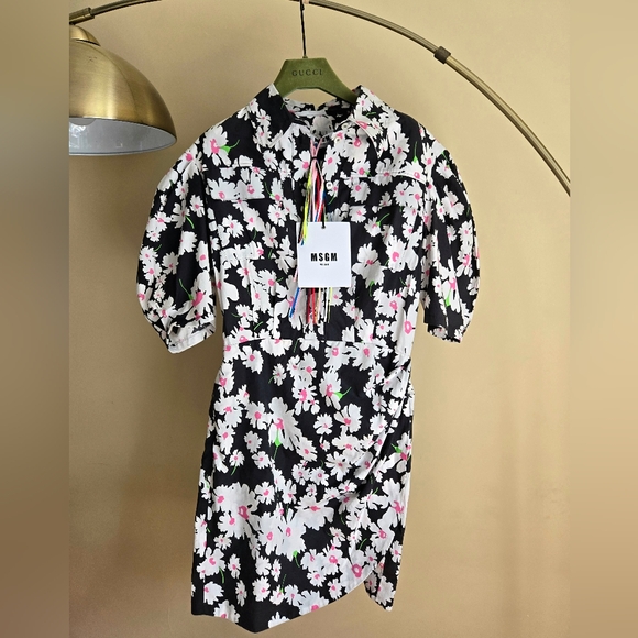 MSGM Black and White Floral  Dress. - Picture 1 of 9